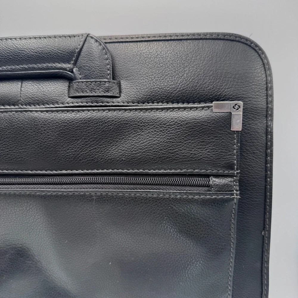Samsonite Black Faux‎ Leather Laptop Briefcase Sleeve Retractable Handle Bag